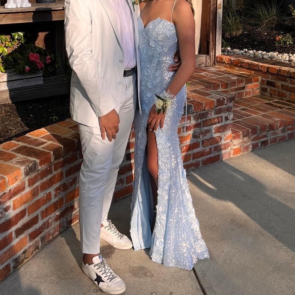 ‼️SOLD ‼️Jovani 06109 Light Blue Sweetheart Neck Floral Prom Dress - Picture 3 of 9